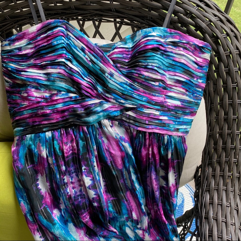 Laundry silk Strapless Metallic Maxi